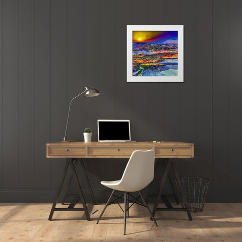 Colorful Sunset White Modern Wood Framed Art Print by Medeiros, Celito