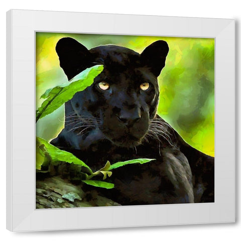 Black Panther White Modern Wood Framed Art Print by Medeiros, Celito