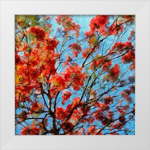Red Flowering Tree II White Modern Wood Framed Art Print by Medeiros, Celito