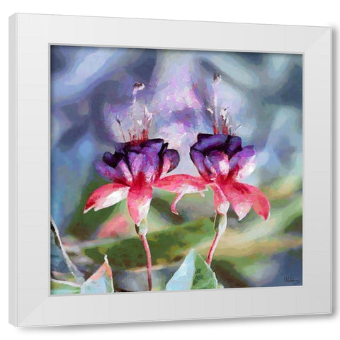 Two Purple Orchids White Modern Wood Framed Art Print by Medeiros, Celito