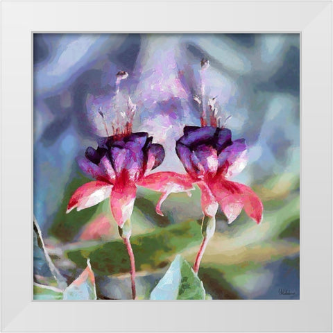 Two Purple Orchids White Modern Wood Framed Art Print by Medeiros, Celito