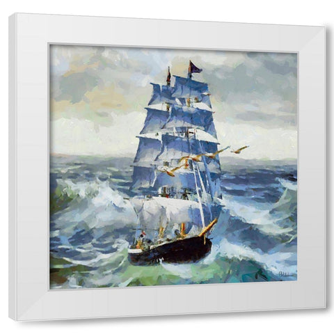 Boat Santa Maria I White Modern Wood Framed Art Print by Medeiros, Celito