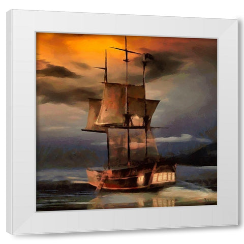 Boat Santa Maria IV White Modern Wood Framed Art Print by Medeiros, Celito