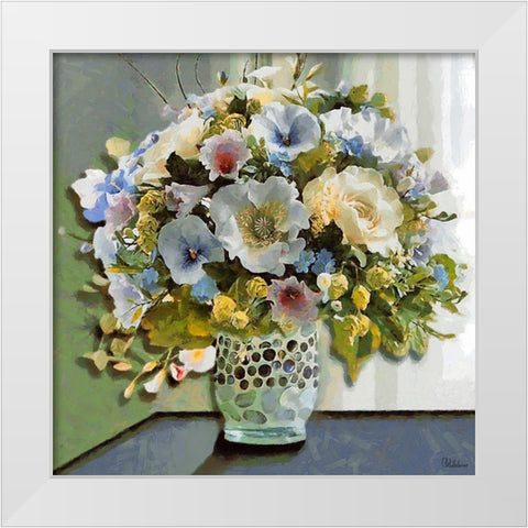 Vase with Flowers White Modern Wood Framed Art Print by Medeiros, Celito