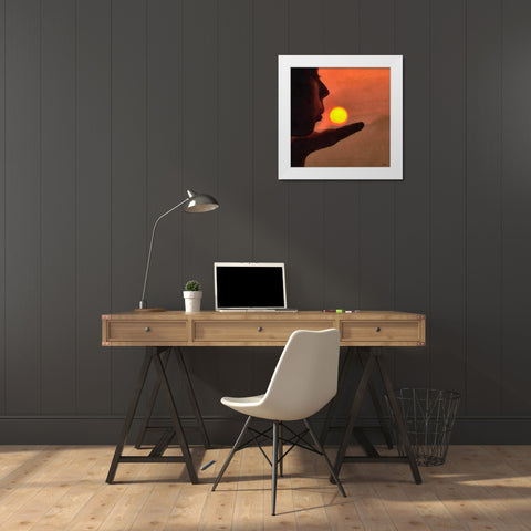 Kiss to the Sun White Modern Wood Framed Art Print by Medeiros, Celito