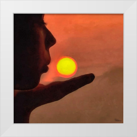 Kiss to the Sun White Modern Wood Framed Art Print by Medeiros, Celito