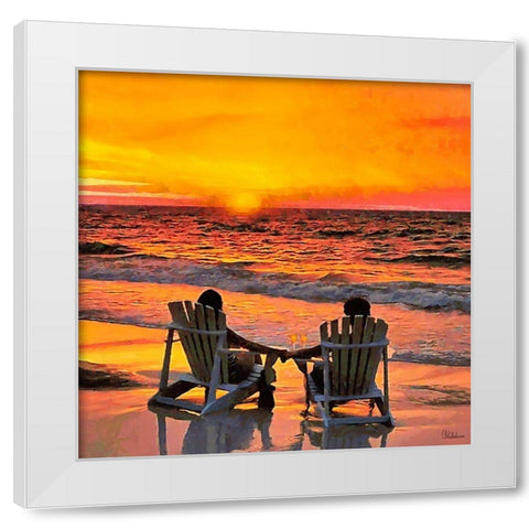 Romantic Sunset White Modern Wood Framed Art Print by Medeiros, Celito
