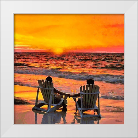 Romantic Sunset White Modern Wood Framed Art Print by Medeiros, Celito