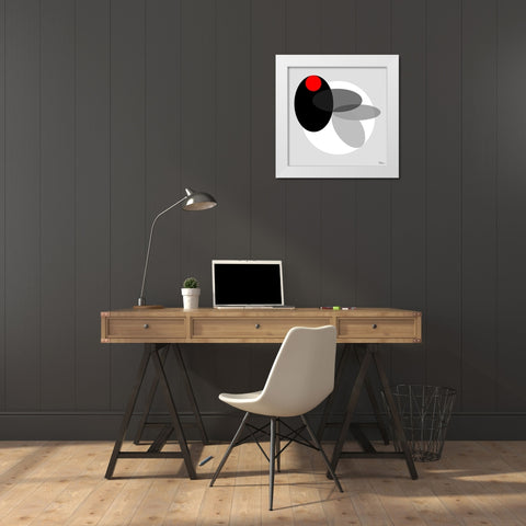 Black, white and Red I White Modern Wood Framed Art Print by Medeiros, Celito