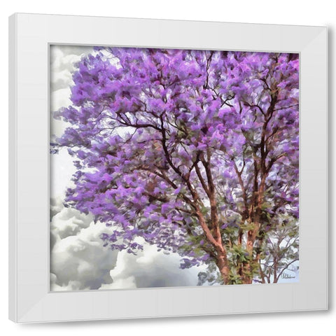 Pink blooming Tree White Modern Wood Framed Art Print by Medeiros, Celito