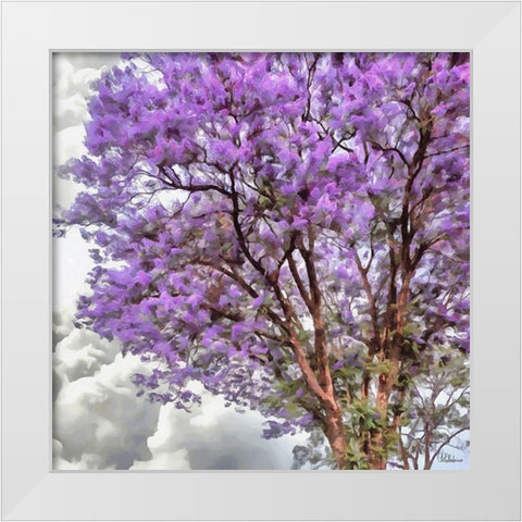 Pink blooming Tree White Modern Wood Framed Art Print by Medeiros, Celito