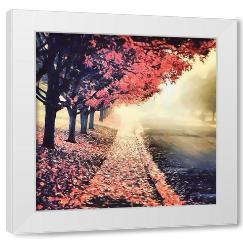 Autumn Way White Modern Wood Framed Art Print by Medeiros, Celito