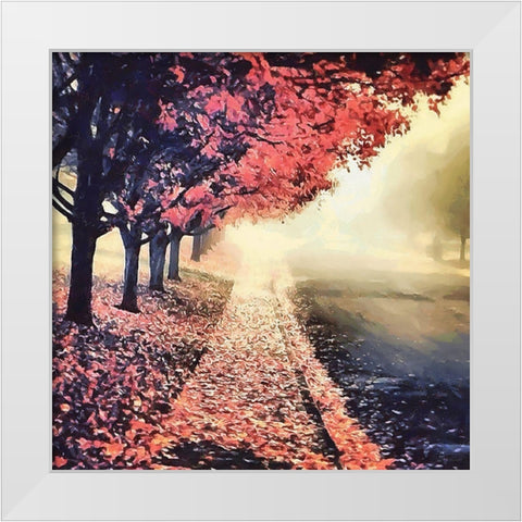 Autumn Way White Modern Wood Framed Art Print by Medeiros, Celito