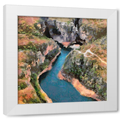 Deep canyon with River White Modern Wood Framed Art Print by Medeiros, Celito