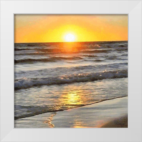 Golden Sunset I White Modern Wood Framed Art Print by Medeiros, Celito
