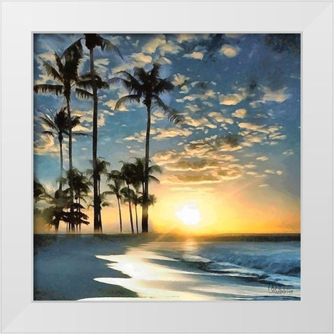 Golden Sunset II White Modern Wood Framed Art Print by Medeiros, Celito