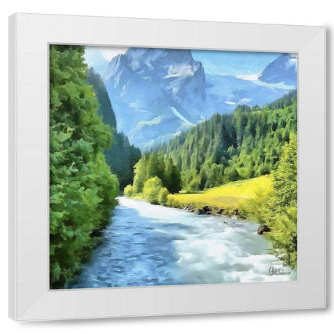 River in Mountains White Modern Wood Framed Art Print by Medeiros, Celito