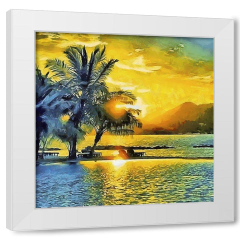 Sunset over the Palms White Modern Wood Framed Art Print by Medeiros, Celito