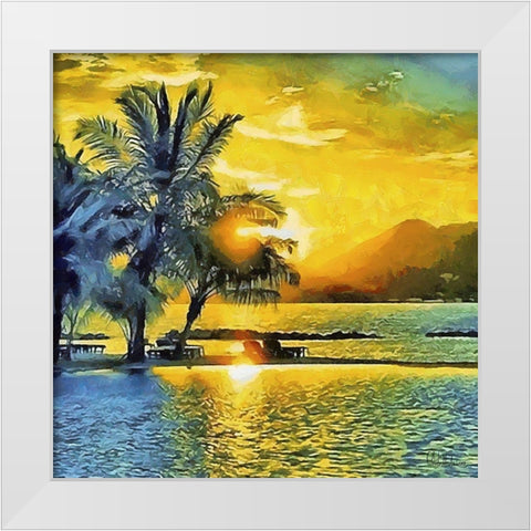 Sunset over the Palms White Modern Wood Framed Art Print by Medeiros, Celito