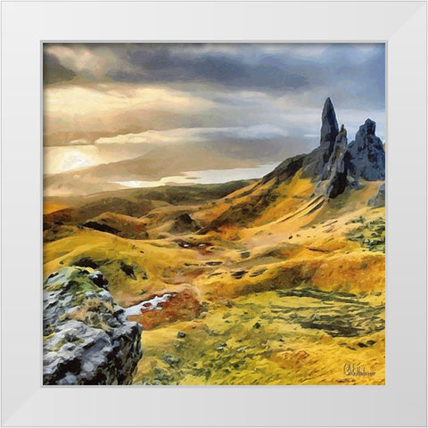 Sunset over the Mountains I White Modern Wood Framed Art Print by Medeiros, Celito