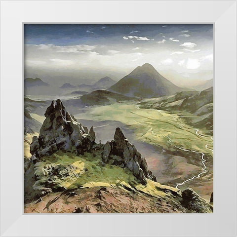 Sunset over the Mountains II White Modern Wood Framed Art Print by Medeiros, Celito