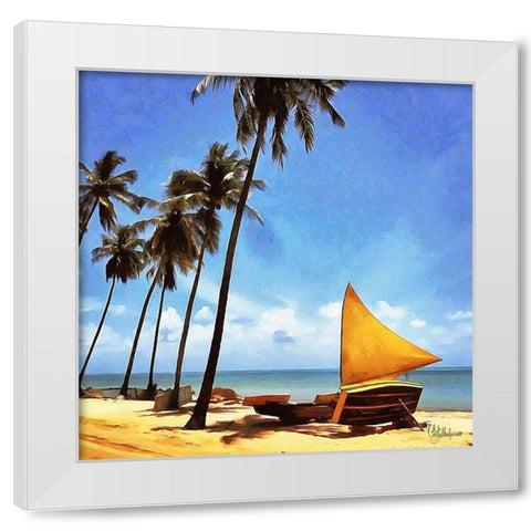 Summer Day on the Beach White Modern Wood Framed Art Print by Medeiros, Celito