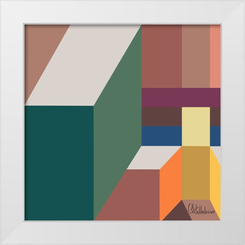 A Game with Abstract Shapes V White Modern Wood Framed Art Print by Medeiros, Celito