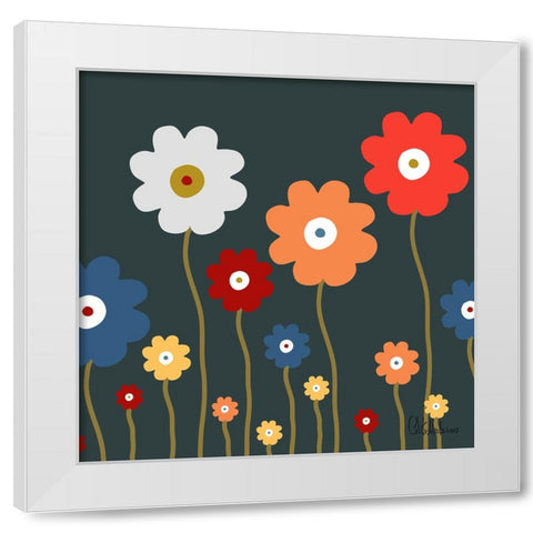 Flowers on black Background White Modern Wood Framed Art Print by Medeiros, Celito