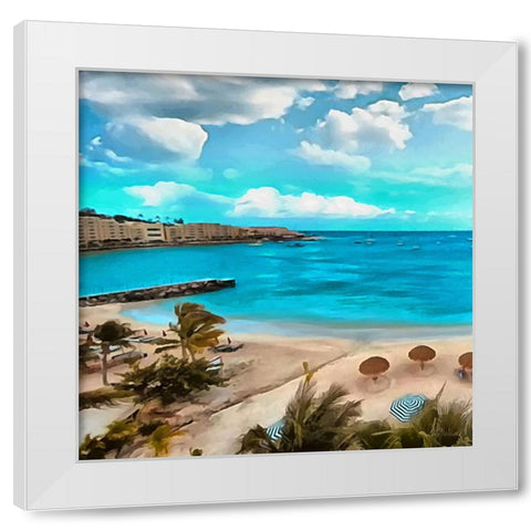 The Beach I White Modern Wood Framed Art Print by Medeiros, Celito