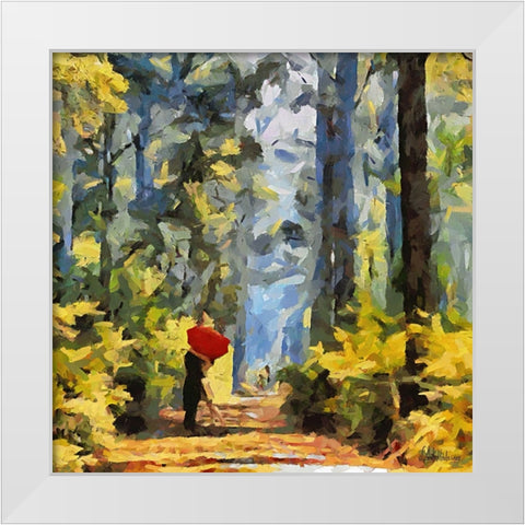 A Kiss in the Forest White Modern Wood Framed Art Print by Medeiros, Celito