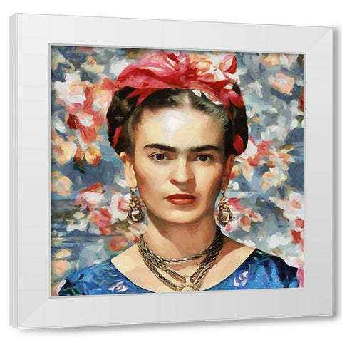 Frida Kahlo White Modern Wood Framed Art Print by Medeiros, Celito