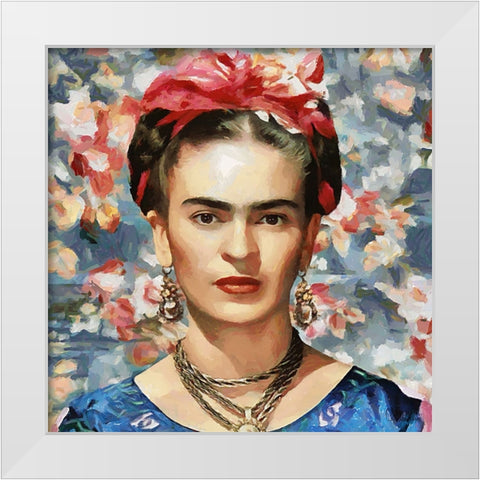 Frida Kahlo White Modern Wood Framed Art Print by Medeiros, Celito