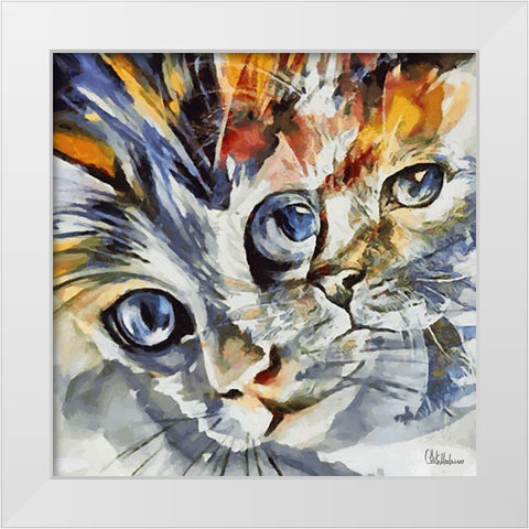 Two Cats White Modern Wood Framed Art Print by Medeiros, Celito