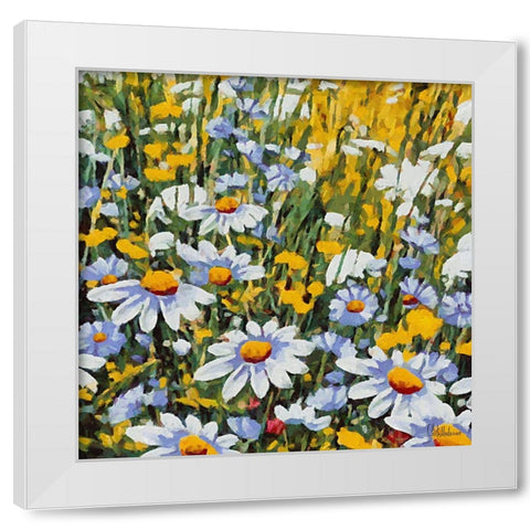 Many White Daisies White Modern Wood Framed Art Print by Medeiros, Celito