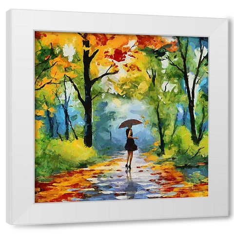 Girl with Umbrella in the Park White Modern Wood Framed Art Print by Medeiros, Celito