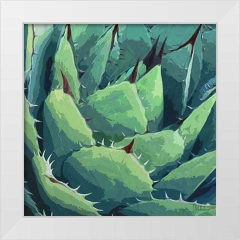 A Green Cactus White Modern Wood Framed Art Print by Medeiros, Celito