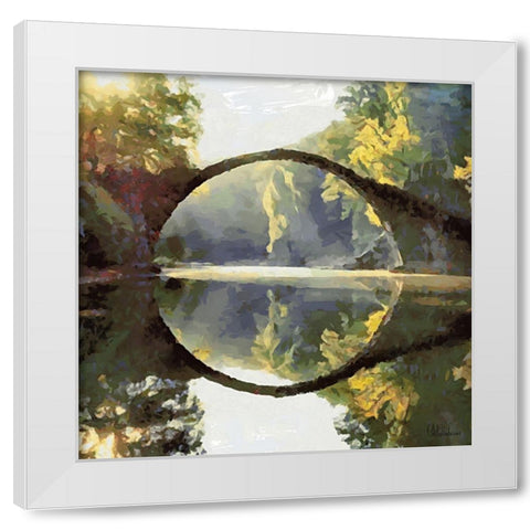 Sunrise over the Bridge White Modern Wood Framed Art Print by Medeiros, Celito