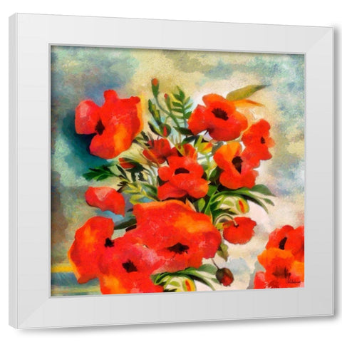 Poppies White Modern Wood Framed Art Print by Medeiros, Celito