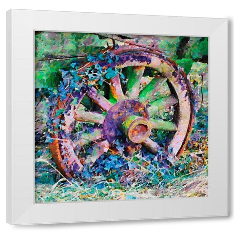 The Wheel with Flowers White Modern Wood Framed Art Print by Medeiros, Celito