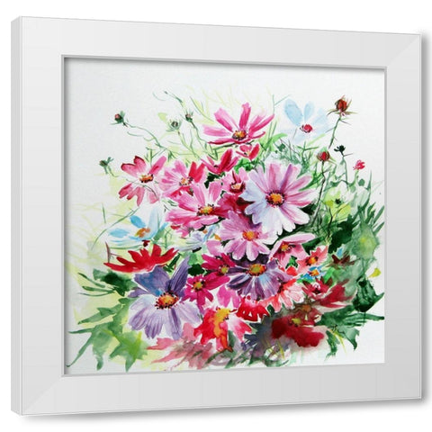 Windflowers White Modern Wood Framed Art Print by Kovacs, Anna Brigite