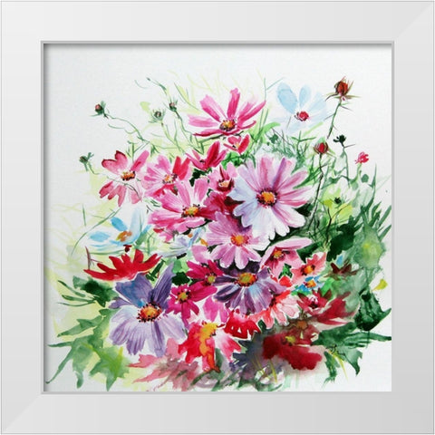 Windflowers White Modern Wood Framed Art Print by Kovacs, Anna Brigite