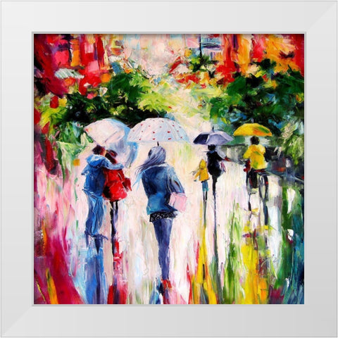 Rainy Day in the Cit White Modern Wood Framed Art Print by Kovacs, Anna Brigite