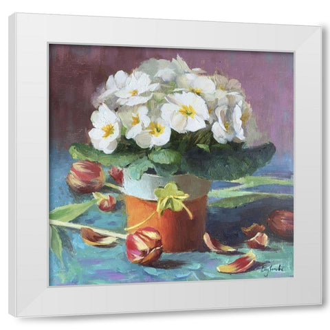 White Primrose White Modern Wood Framed Art Print by Strube, Ling