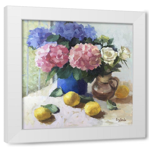 Hydrangeas and Still Life White Modern Wood Framed Art Print by Strube, Ling