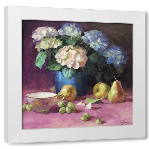 Hydrangeas with Still Life White Modern Wood Framed Art Print by Strube, Ling