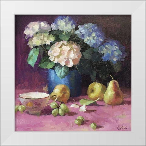 Hydrangeas with Still Life White Modern Wood Framed Art Print by Strube, Ling