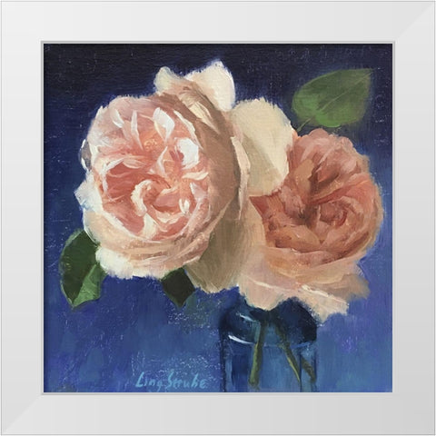 Pink Roses White Modern Wood Framed Art Print by Strube, Ling