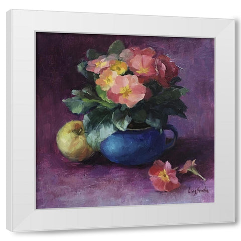 Primrose Still Life White Modern Wood Framed Art Print by Strube, Ling