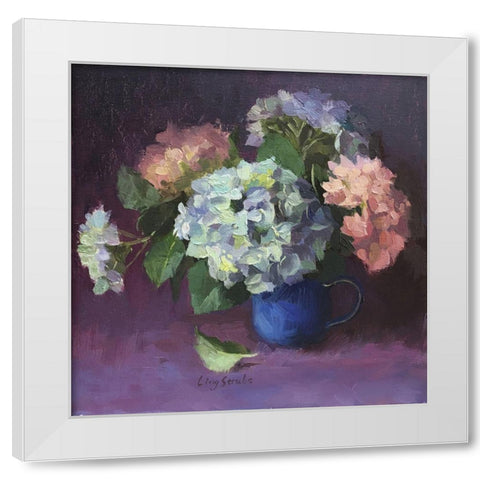 Hydrangeas in Vase White Modern Wood Framed Art Print by Strube, Ling