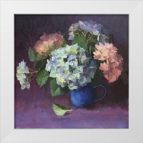 Hydrangeas in Vase White Modern Wood Framed Art Print by Strube, Ling